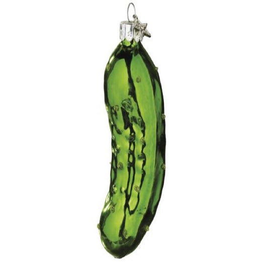 Christmas Holiday Traditional Glass Green Pickle Ornament 4 inch