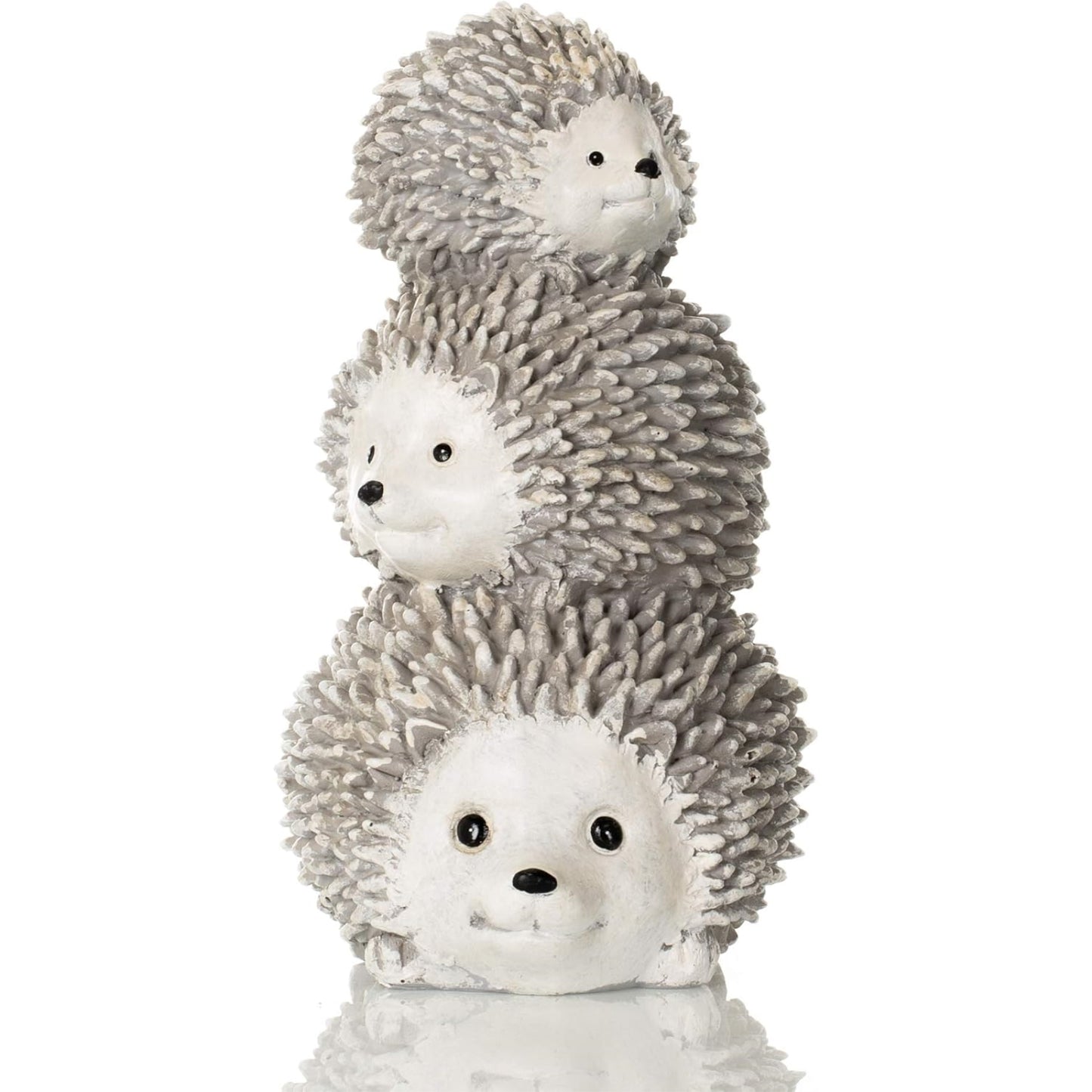 10.25" Gray and White Outdoor Stacked Hedgehogs Garden Statue