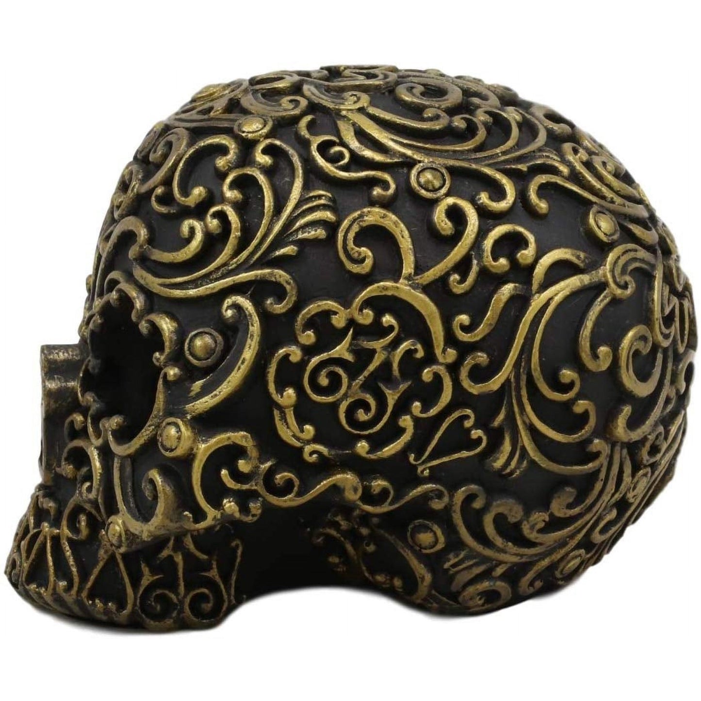 Royal Persian Black and Gold Keyhole Skull Figurine 6 inch Long Skeleton Decor