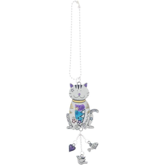 Ganz Colored Cat Zinc Metal Car Charm with Silver Chain