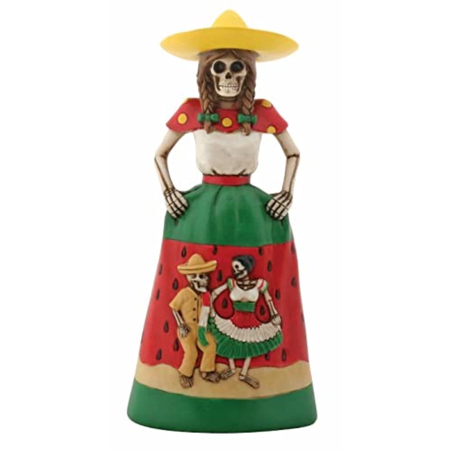 Green and Red Skeleton Sandia Senorita Day of the Dead Figurine 6 Inch