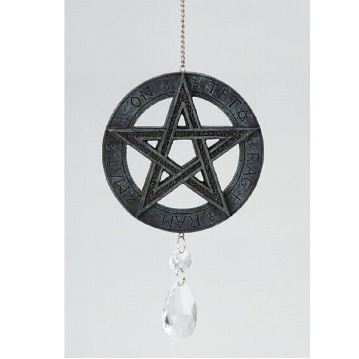 Fantasy Gifts Hanging Black Pentagram with Crystals Dreamcatcher 9 Inch