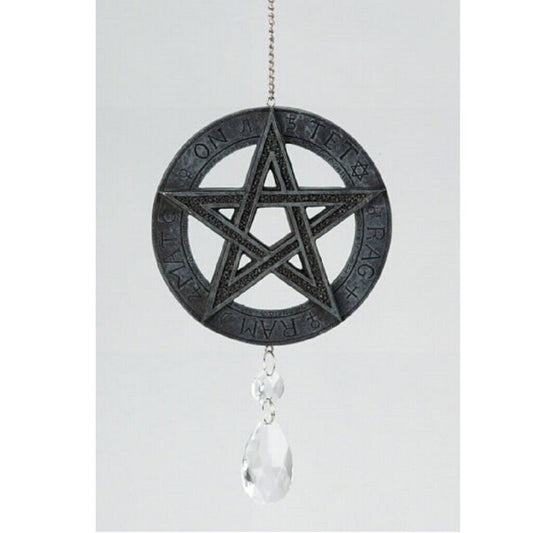 Fantasy Gifts Hanging Black Pentagram with Crystals Dreamcatcher 9 Inch