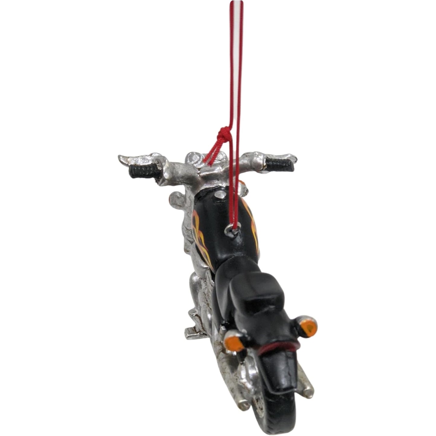 Black Motorcycle With Flames Resin Hanging Christmas Ornament 5 inch