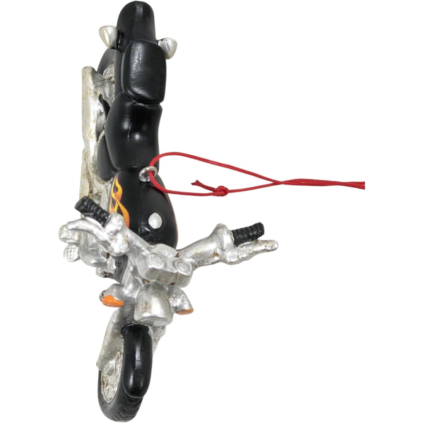 Black Motorcycle With Flames Resin Hanging Christmas Ornament 5 inch
