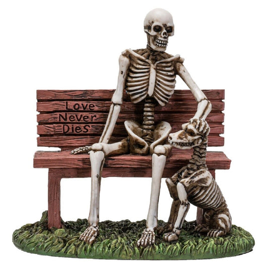 Old Man and A Dog Love Never Die Skeleton Resin Home Decor Figurine 5 inch