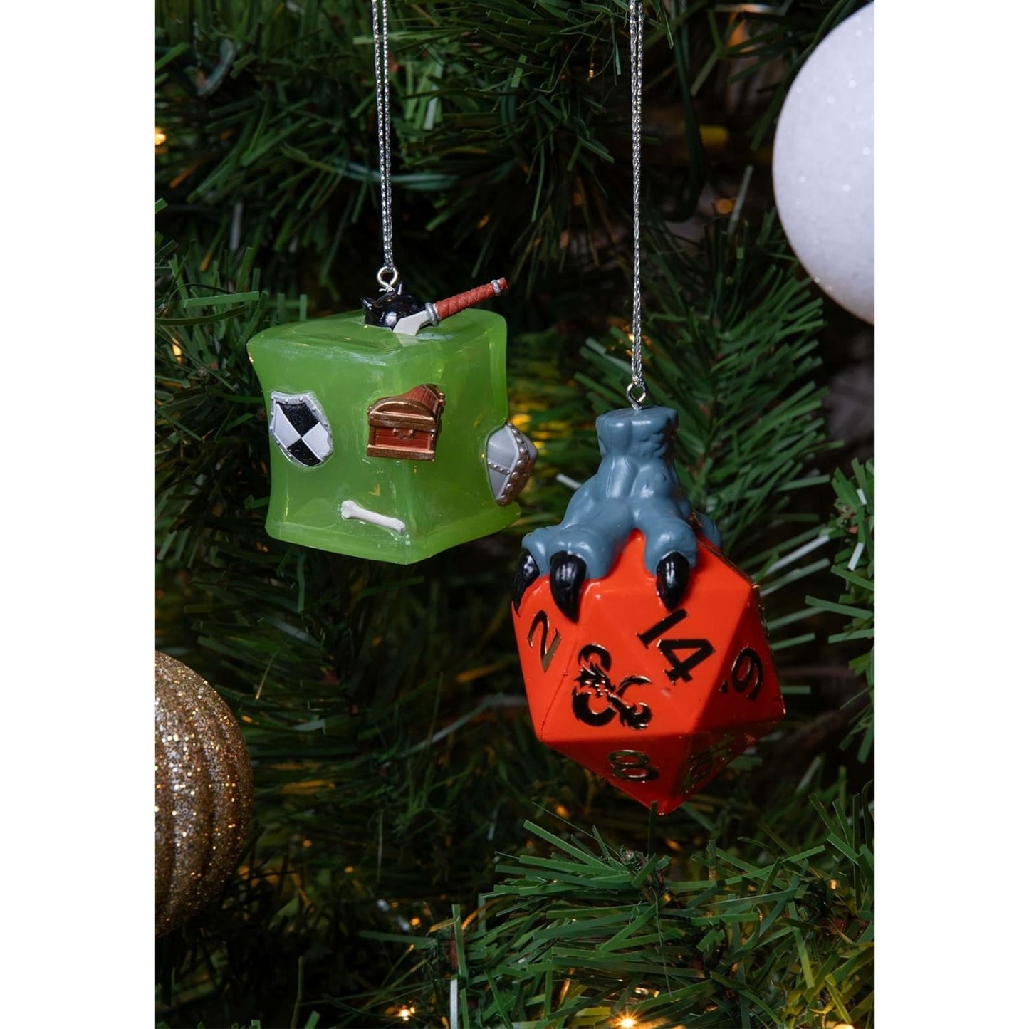 Kurt Adler Dungeons and Dragons Dice and Gelatinous Cube Christmas Ornaments 2 Piece Set