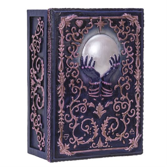 Fortune Telling Crystal Ball Design Tarot Box Jewelry Trinket Keepsake Container Home Accent Decor 5.25 inch L
