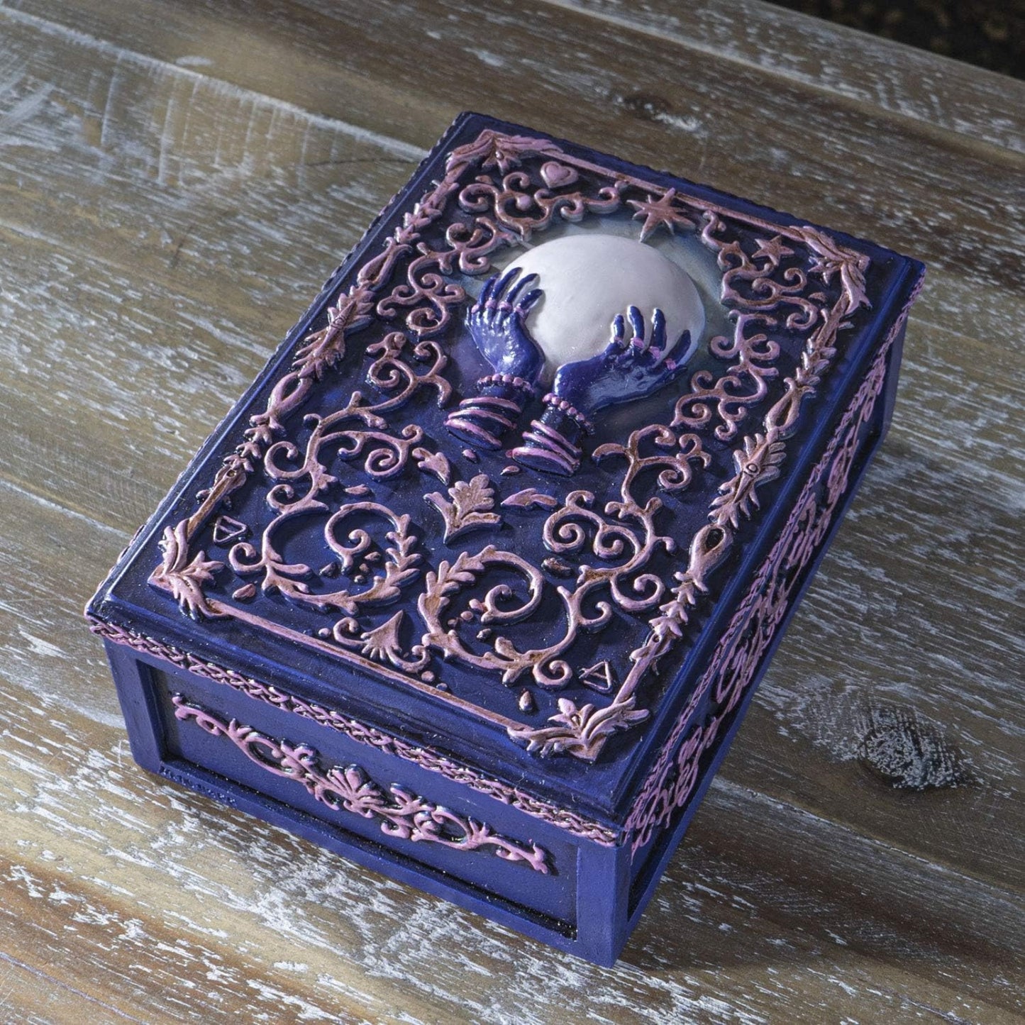 Fortune Telling Crystal Ball Design Tarot Box Jewelry Trinket Keepsake Container Home Accent Decor 5.25 inch L