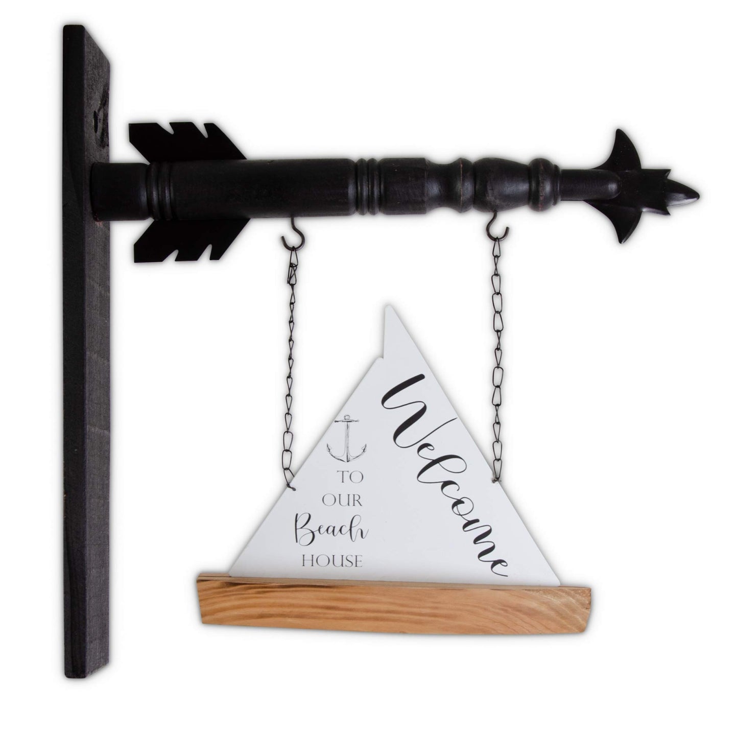 K&K Interiors White Enamel and Wood Welcome Sailboat Arrow Replacement Sign 10.5 inch - Arrow Sold Separately