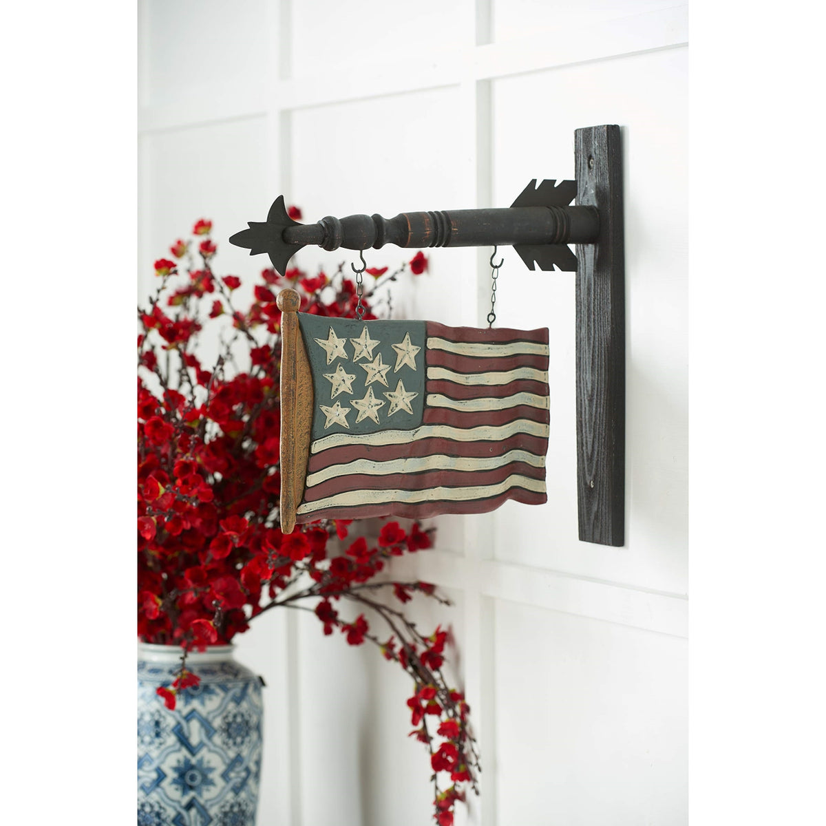 K&K Interiors Resin 8 Star USA Waving American Flag Arrow Replacement Sign 12.5 inch - Arrow Sold Separately