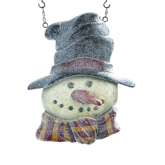 K&K Interiors Resin Glitter Snowman in Top Hat Arrow Replacement Sign 14 inch - Arrow Sold Separately