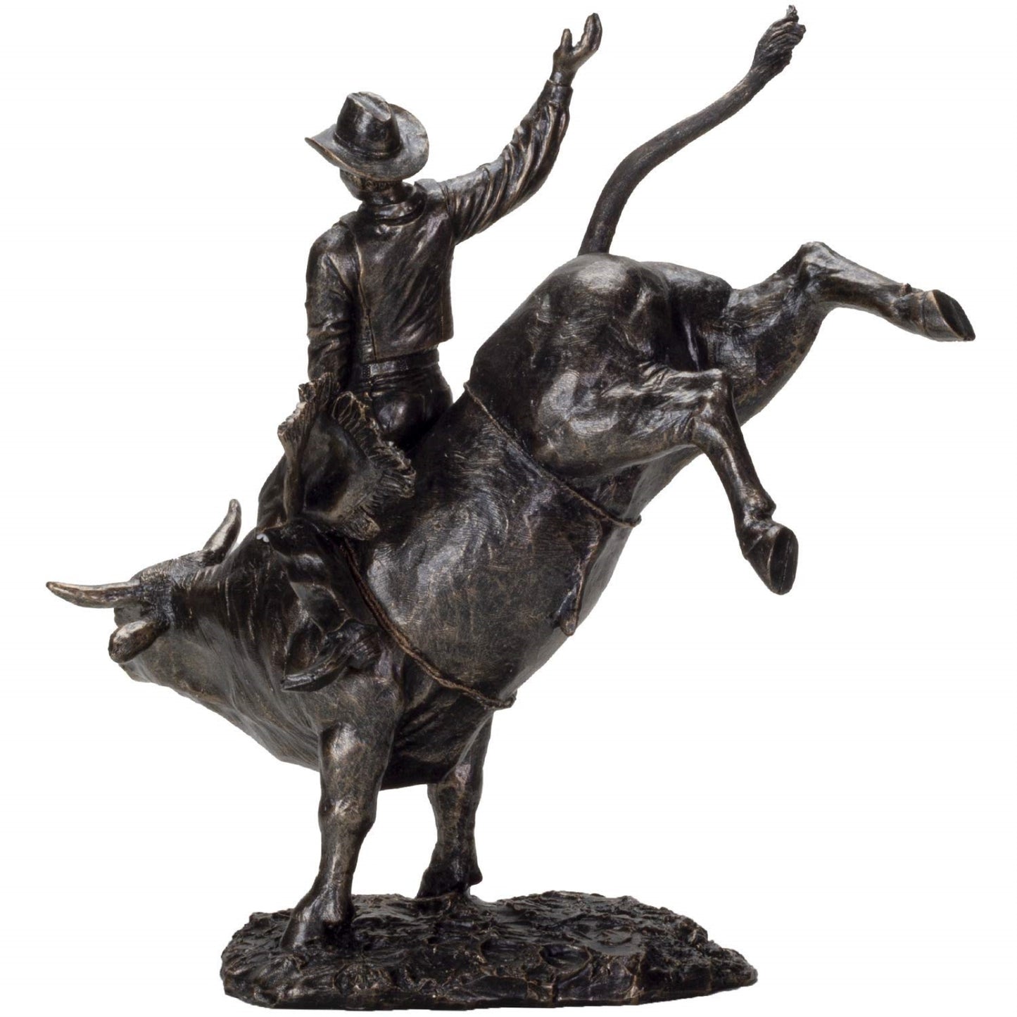 American Cowboy Riding Bull Resin Statue Figurine 10.5 inch