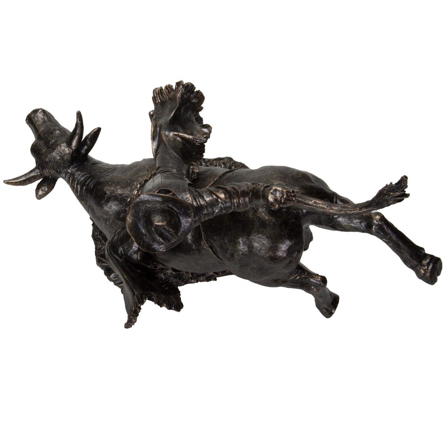American Cowboy Riding Bull Resin Statue Figurine 10.5 inch