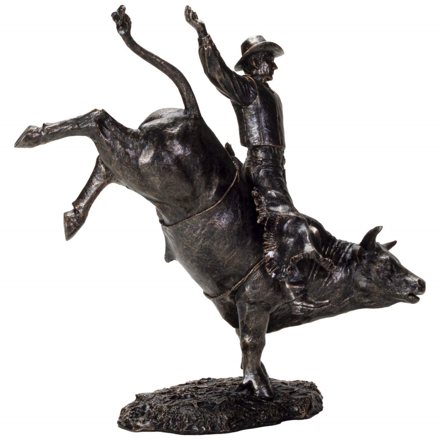 American Cowboy Riding Bull Resin Statue Figurine 10.5 inch