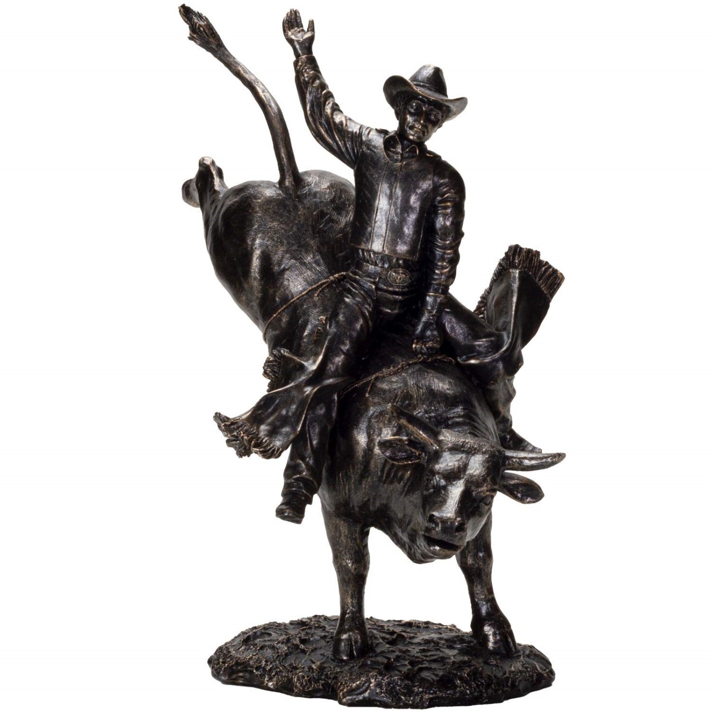 American Cowboy Riding Bull Resin Statue Figurine 10.5 inch