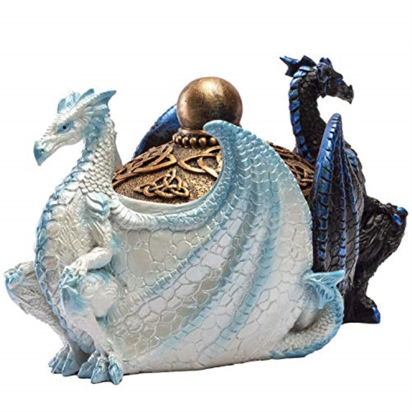 Night And Day Contrasting Dual Dragons Decorative Trinket Jewelry Keepsake Box 5.9 inch