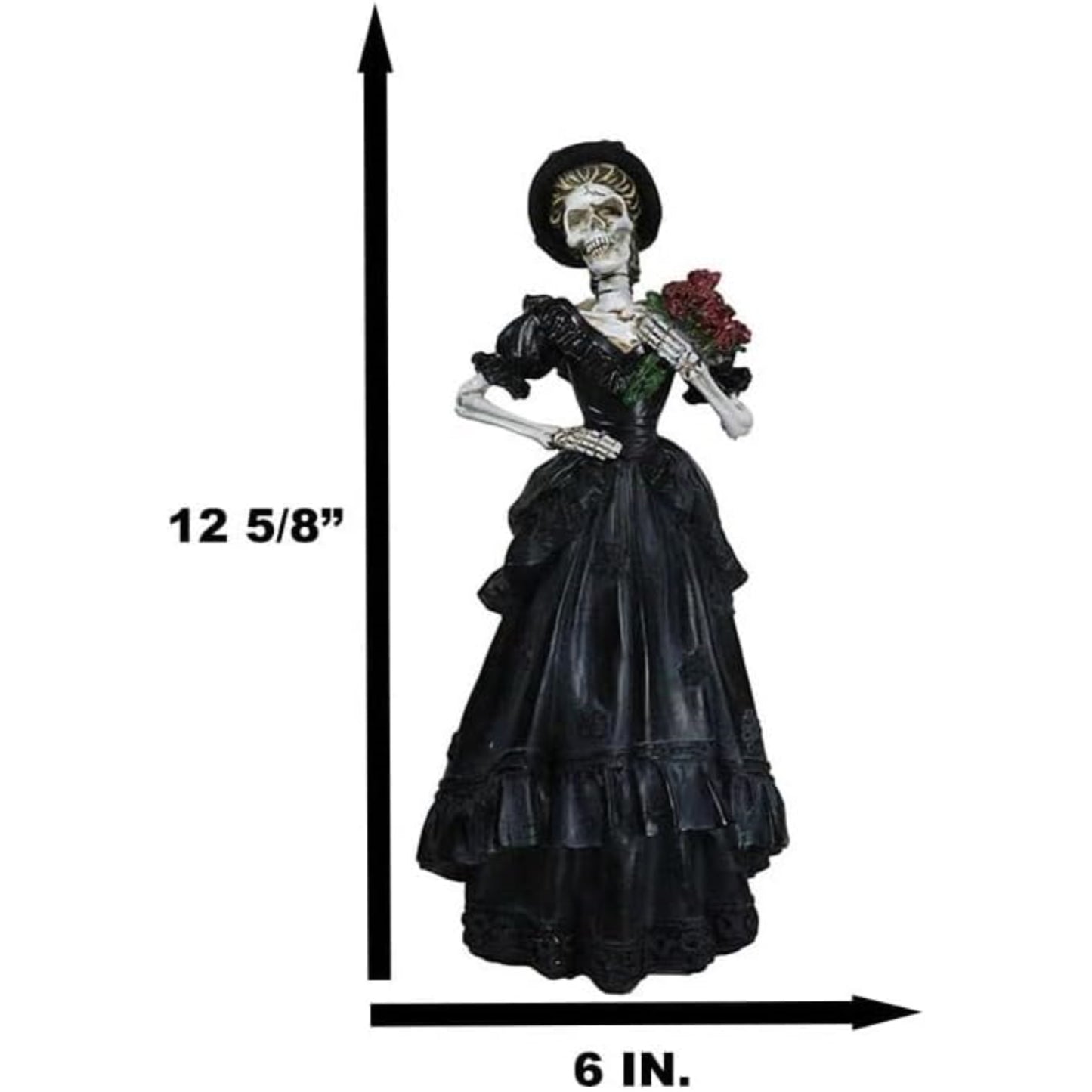 Day of The Dead Lady Bride with Renaissance Black Steampunk Figurine 12.5 inch
