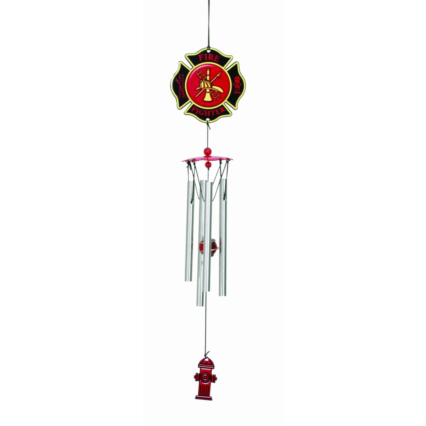 Spoontiques Firefighter Metal Outdoor Garden Wind Chime Patio Decoration 18 Inch