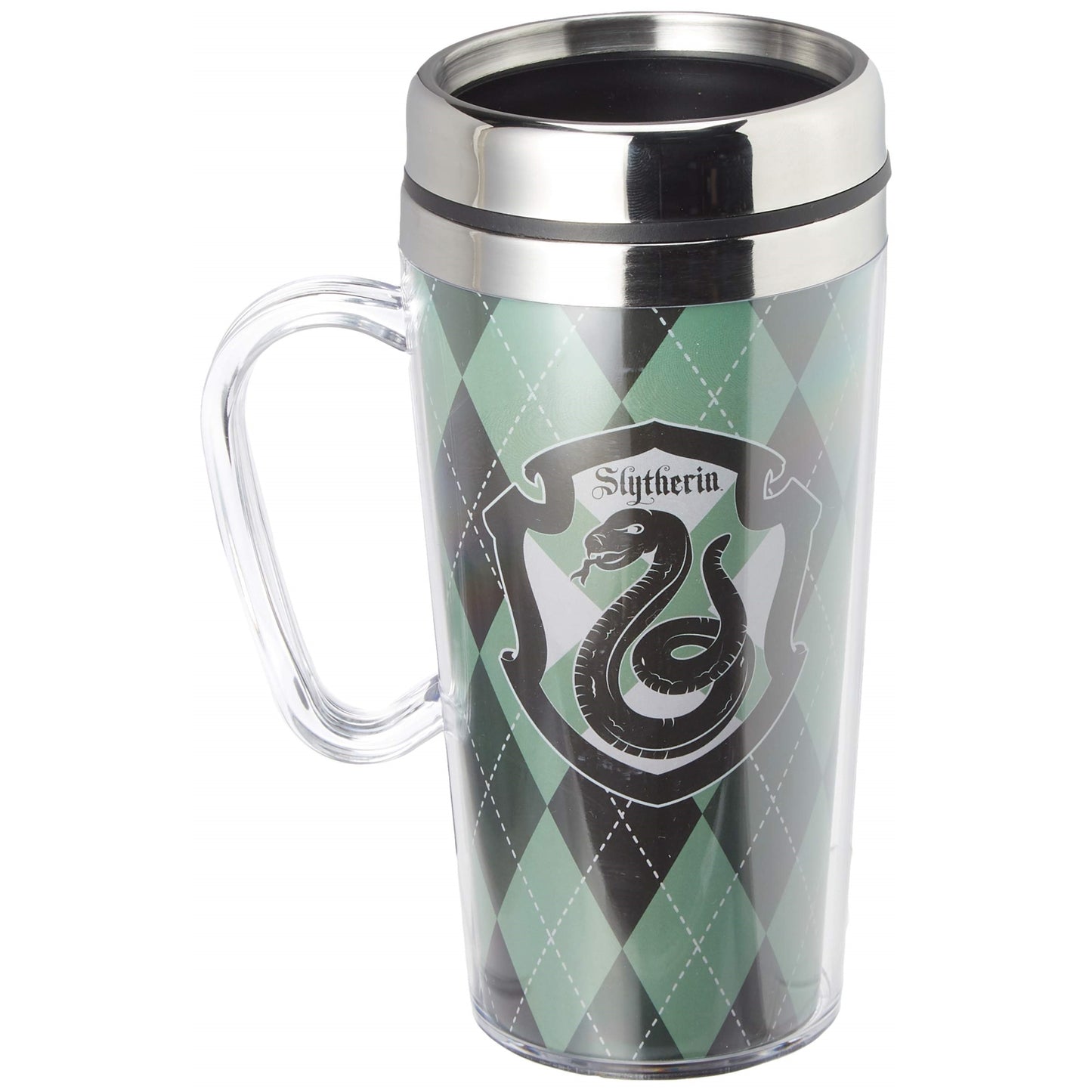 Spoontiques Harry Potter Slytherin Double Walled Stainless and Acrylic Insulated Travel Mug 14 ounce