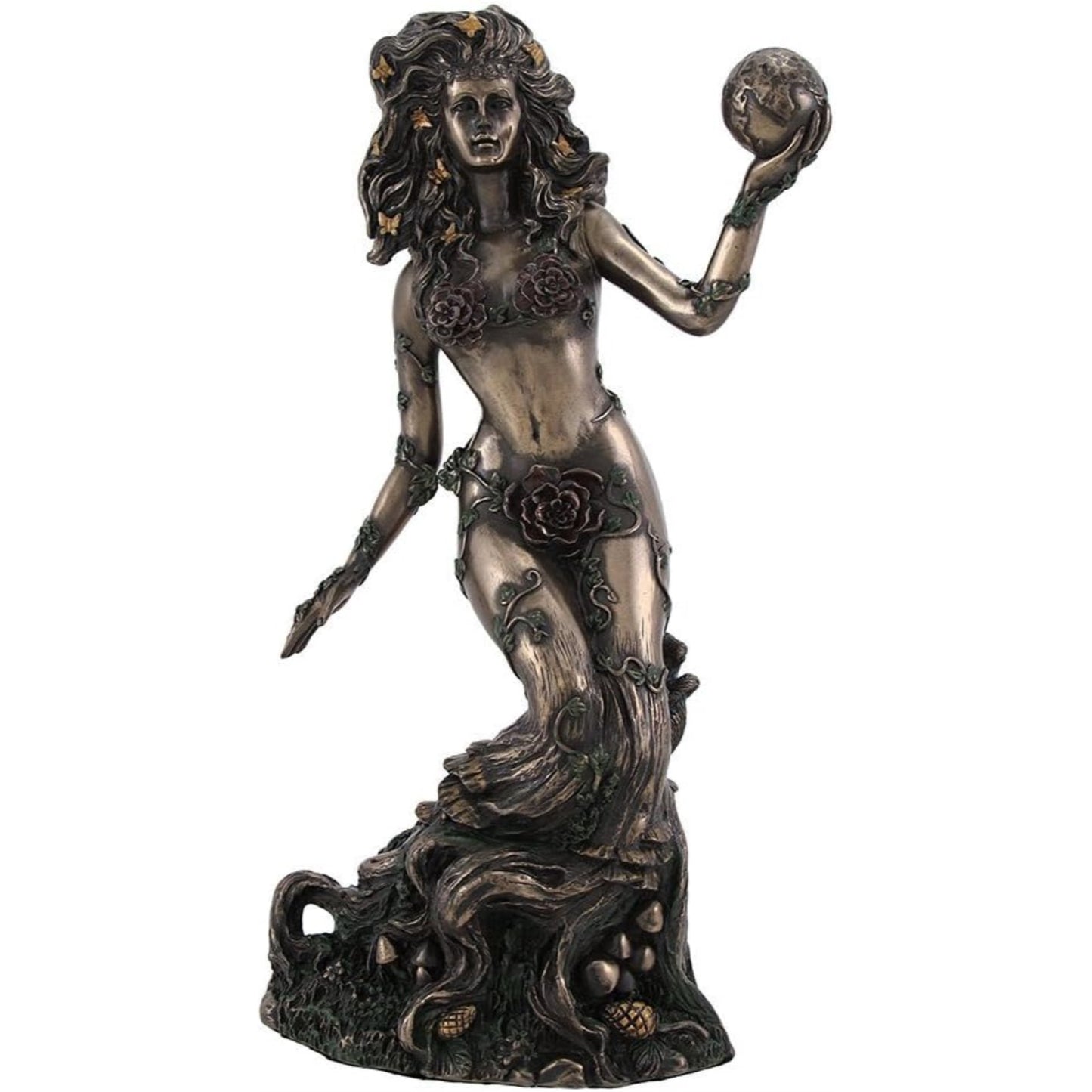 Earth Mother Goddess Gaia Bronze Color Resin Statue 8.75 inch