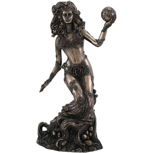 Earth Mother Goddess Gaia Bronze Color Resin Statue 8.75 inch