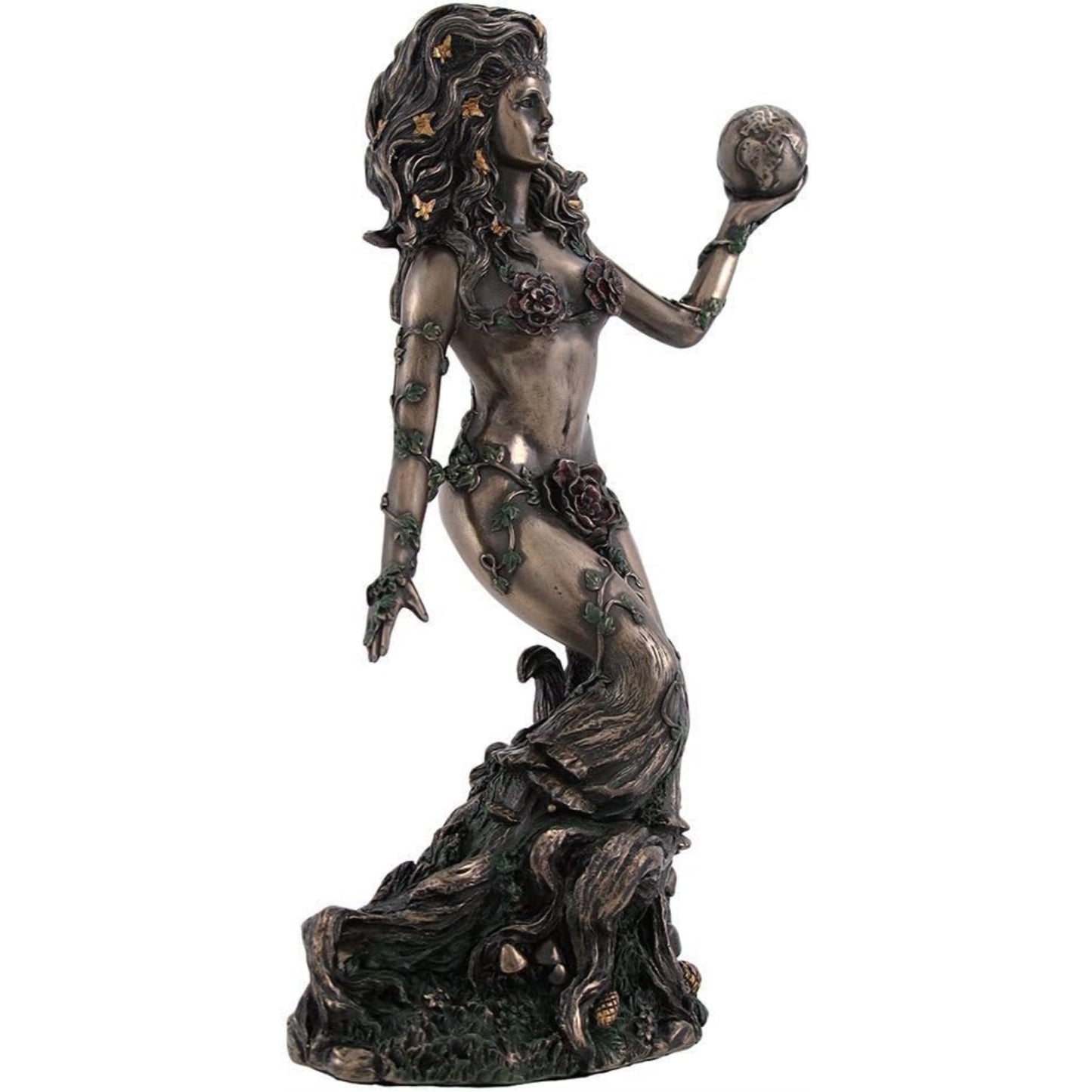 Earth Mother Goddess Gaia Bronze Color Resin Statue 8.75 inch