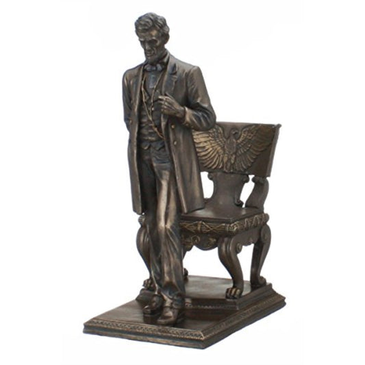 Abraham Lincoln Standing Near Chair with Eagle Resin Figurine 9 inch
