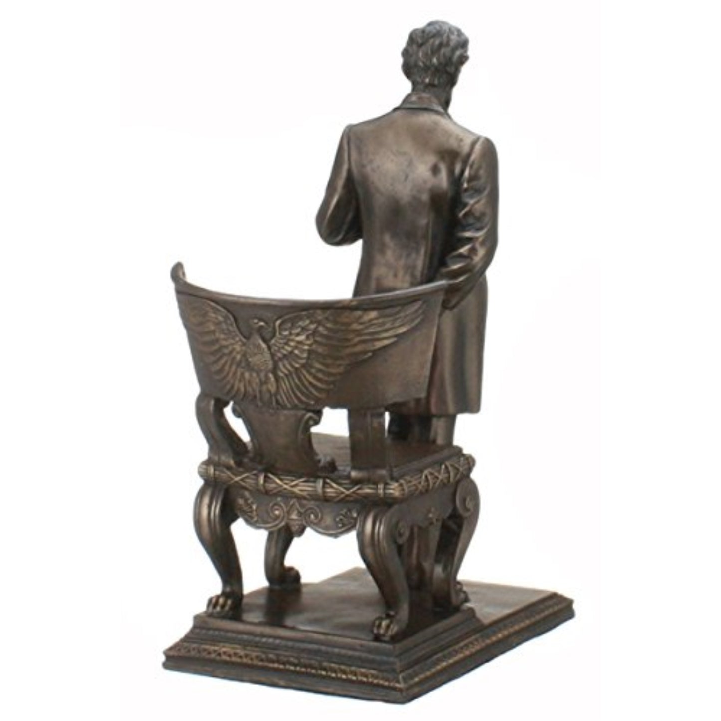 Abraham Lincoln Standing Near Chair with Eagle Resin Figurine 9 inch