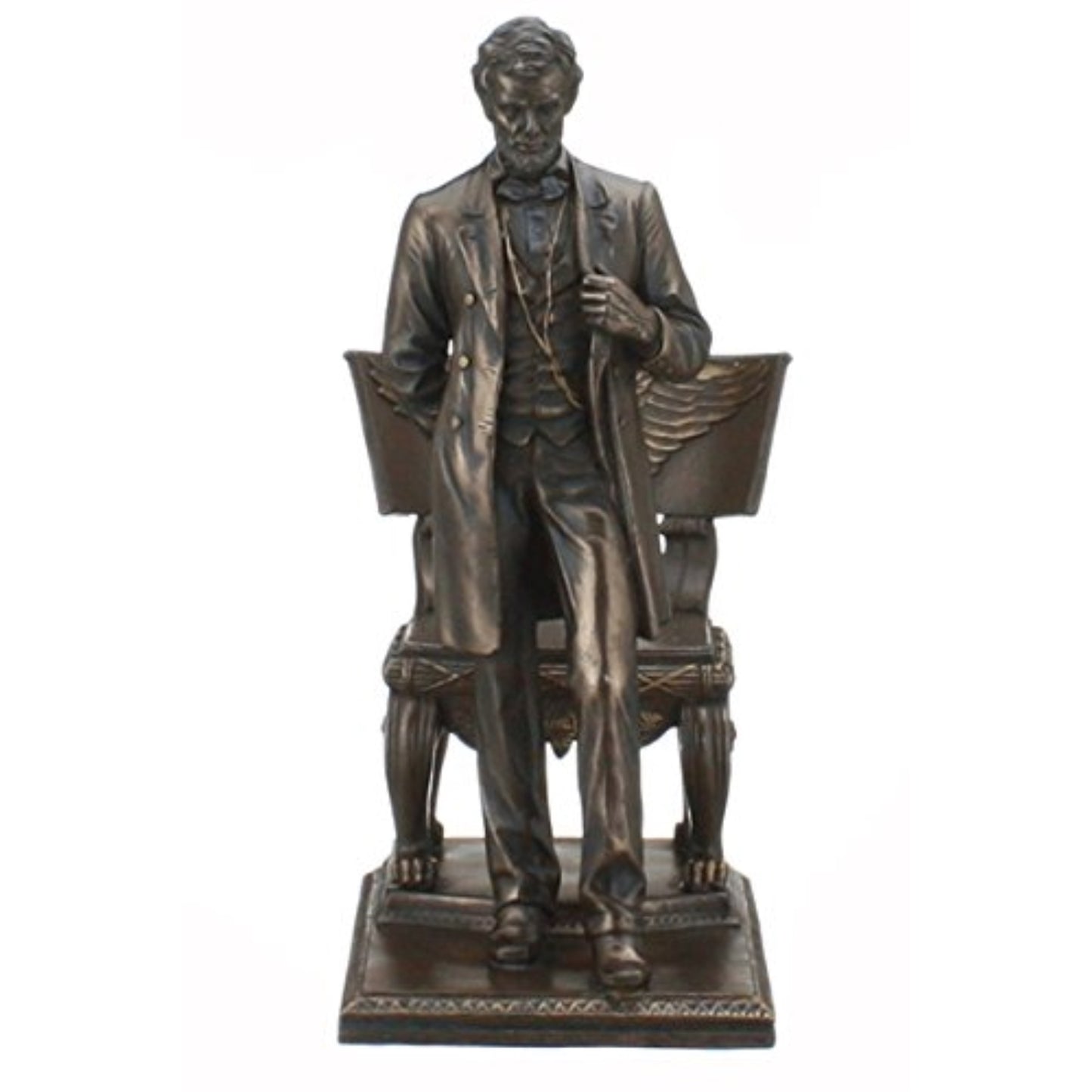Abraham Lincoln Standing Near Chair with Eagle Resin Figurine 9 inch