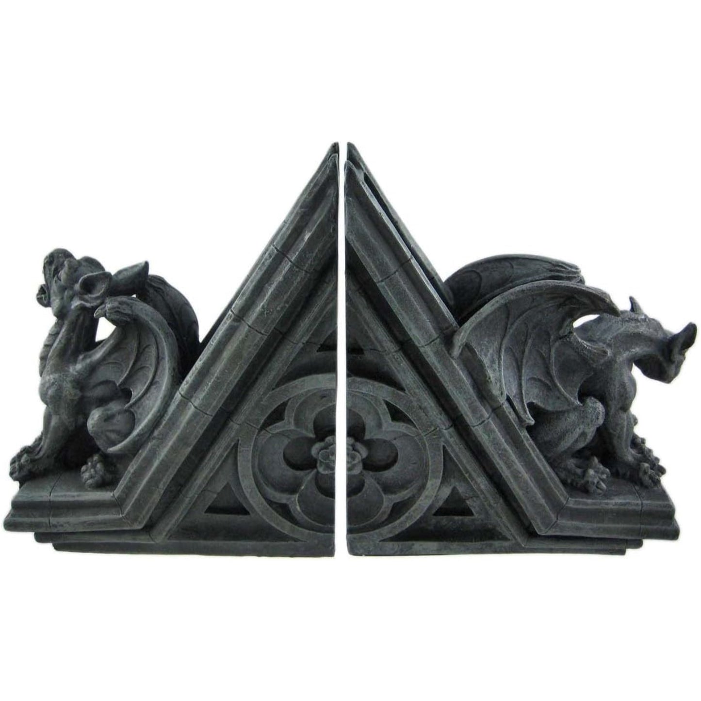 Gothic Gargoyle Sculptural Resin Bookends 2 Piece Set Library Book Ends