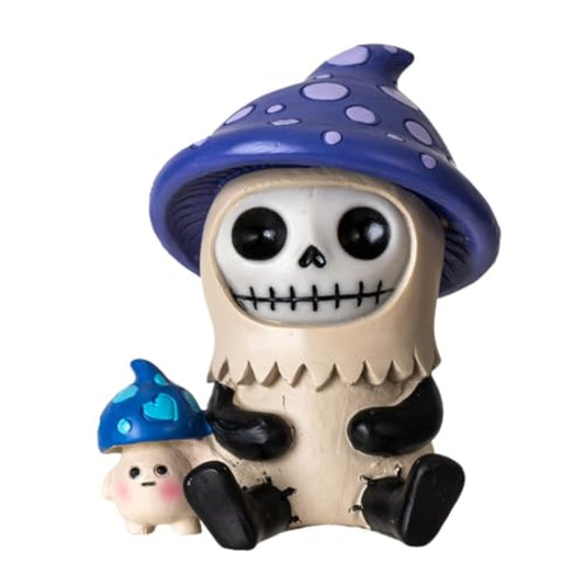 Furrybones Purple Kinoko Collectible Figurine Cute Skeleton in Mushroom Costume with Little Mushroom Friend 3 inch