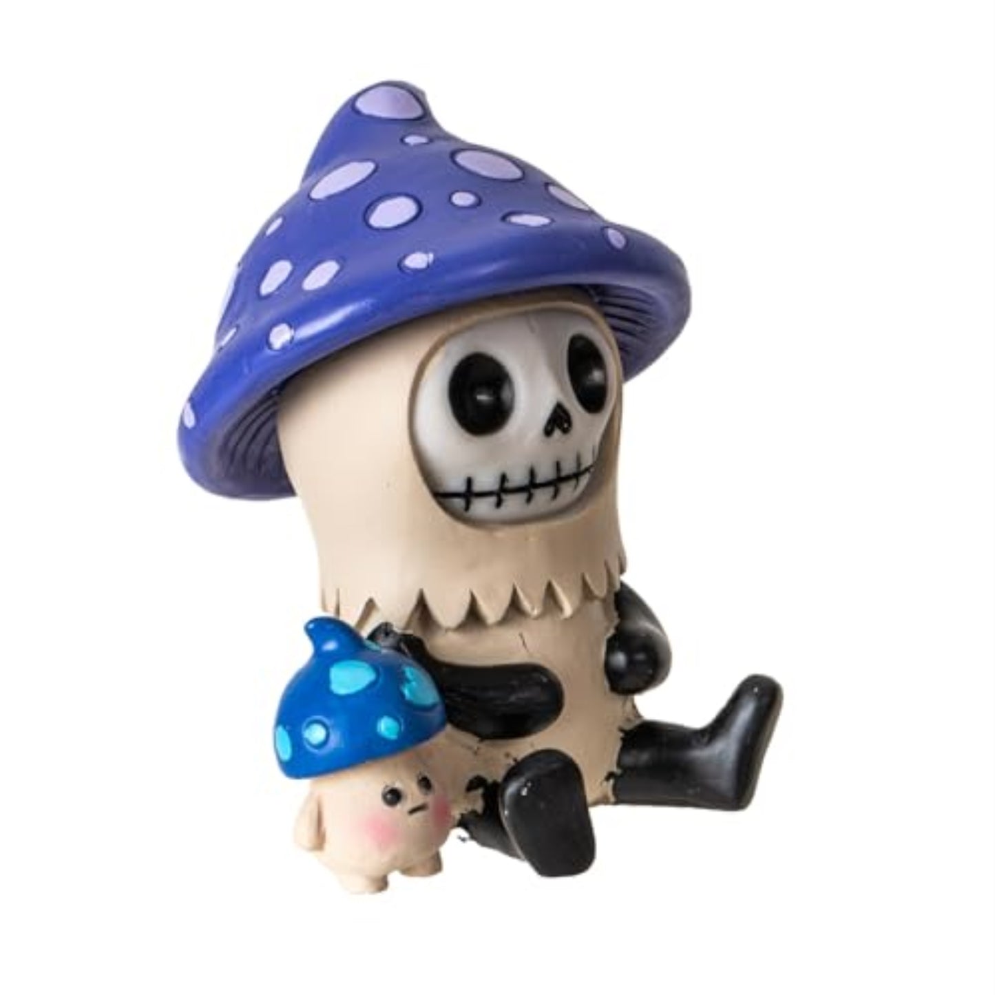 Furrybones Purple Kinoko Collectible Figurine Cute Skeleton in Mushroom Costume with Little Mushroom Friend 3 inch