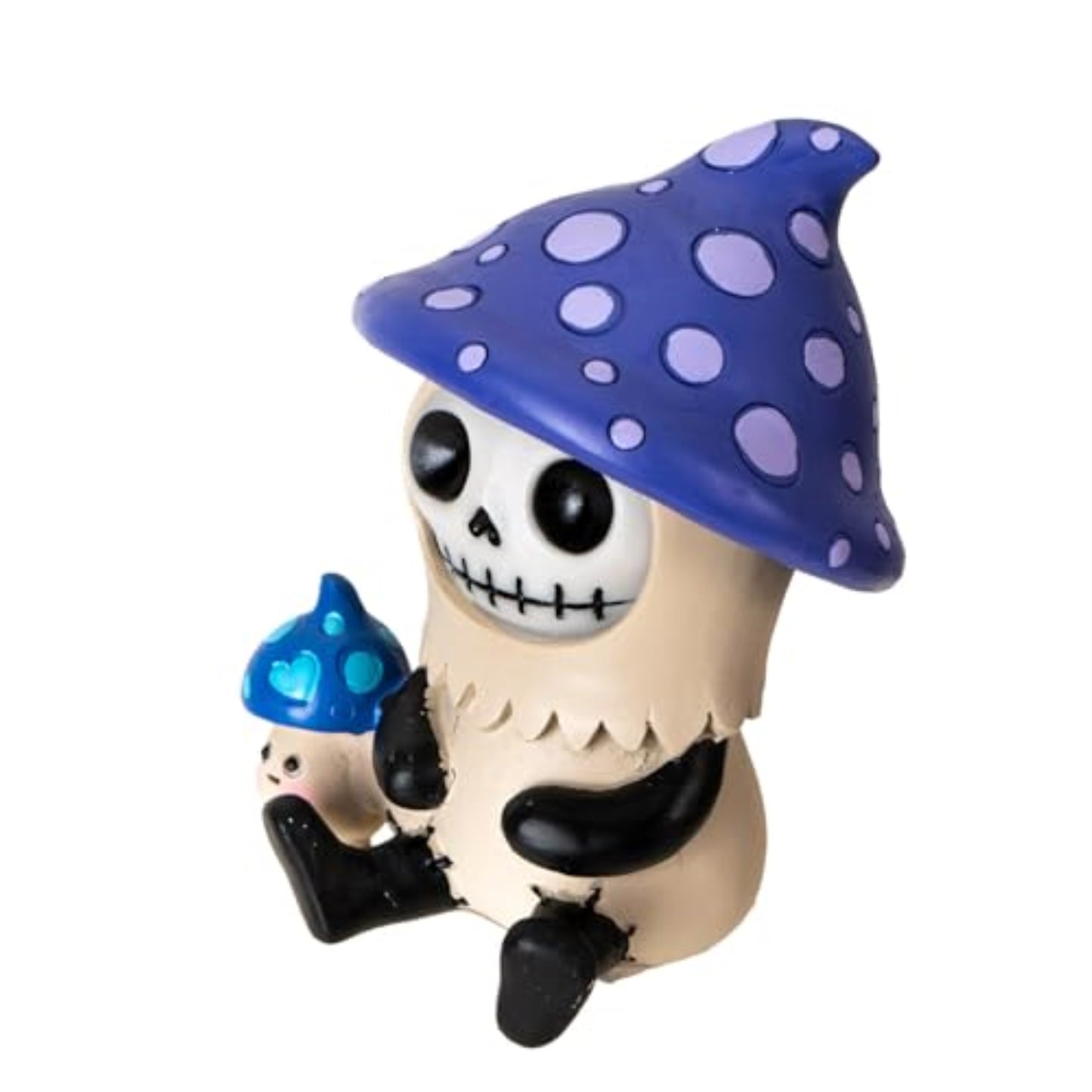 Furrybones Purple Kinoko Collectible Figurine Cute Skeleton in Mushroom Costume with Little Mushroom Friend 3 inch