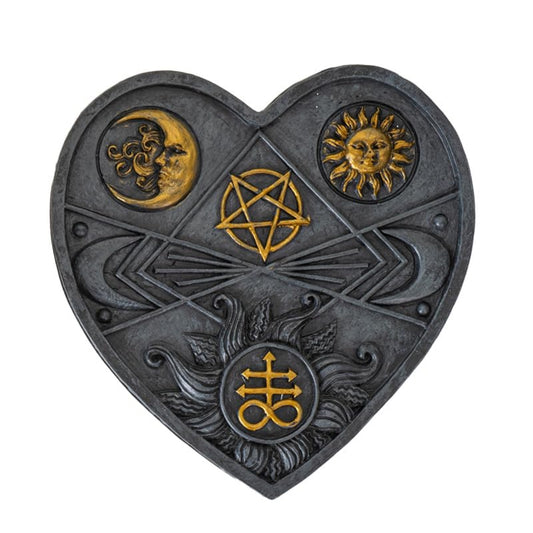 Baphomet Heart Jewelry Trinket Keepsake Box Design with Sun Moon and Pentagram Symbols Gothic Decor