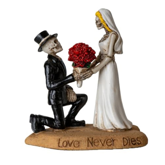 Til Death Do Us Part Skeleton Couple Figurine Love Never Dies Wedding Decor for Gothic Romance Lovers 4.8 inch