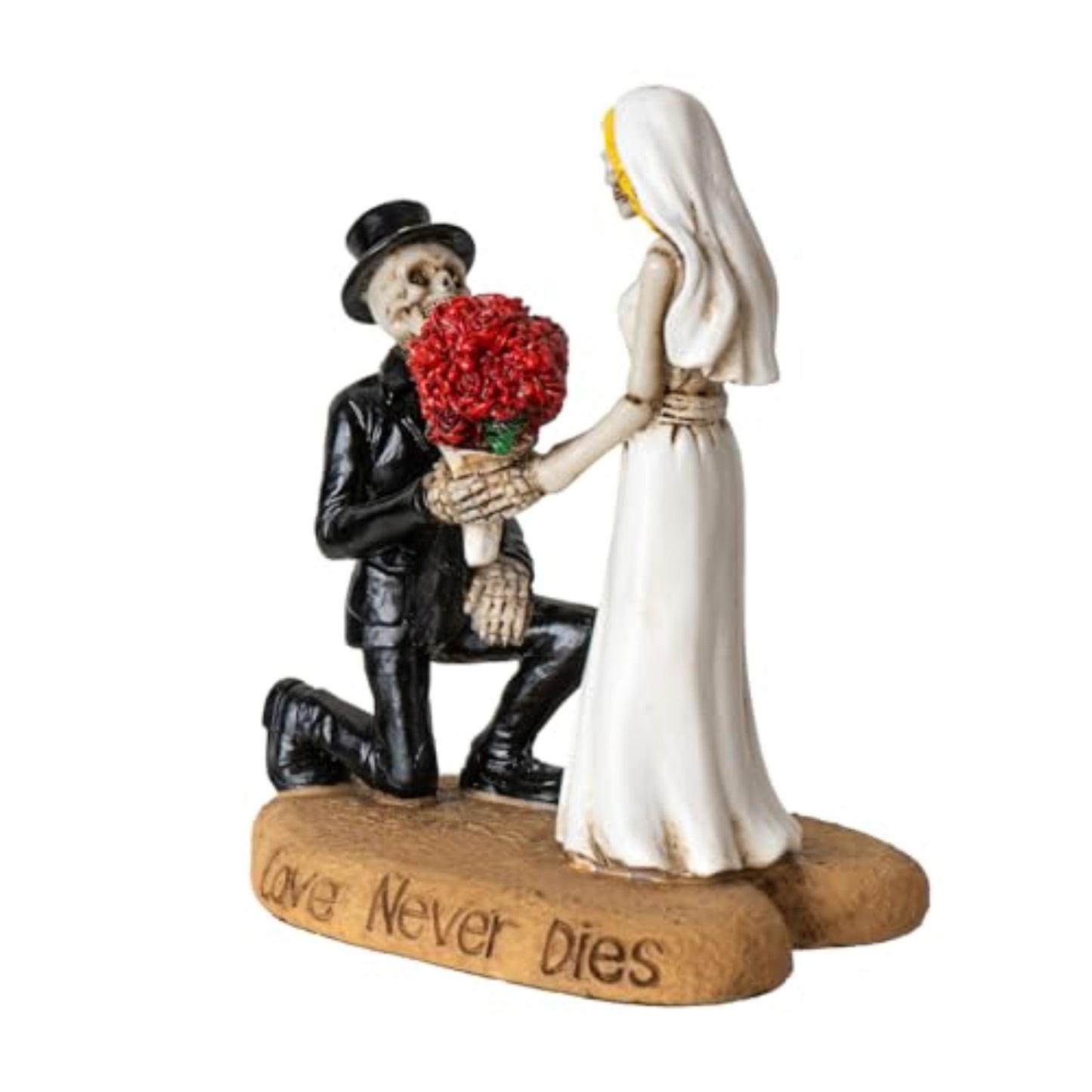 Til Death Do Us Part Skeleton Couple Figurine Love Never Dies Wedding Decor for Gothic Romance Lovers 4.8 inch