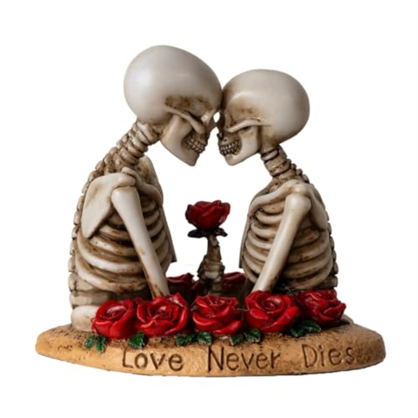 Til Death Do Us Part Skeleton Couple Figurine Love Never Dies Rose Ideal for Wedding or Gothic Decor 4.3 inch