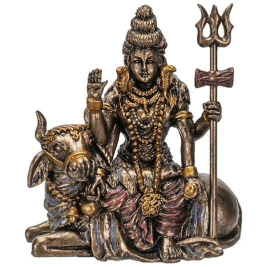 Hindu God Lord Shiva Miniature Statue Resin Gold Figurine 2.75 inch