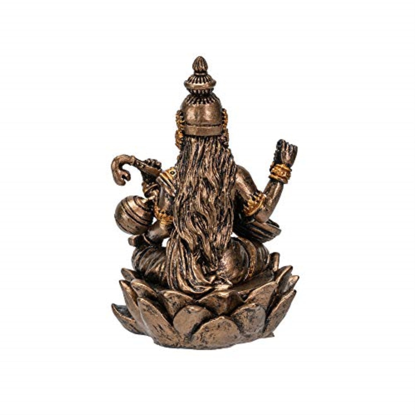 Hindu God Saraswati Miniature Resin Gold Figurine Statue 2.75 inch