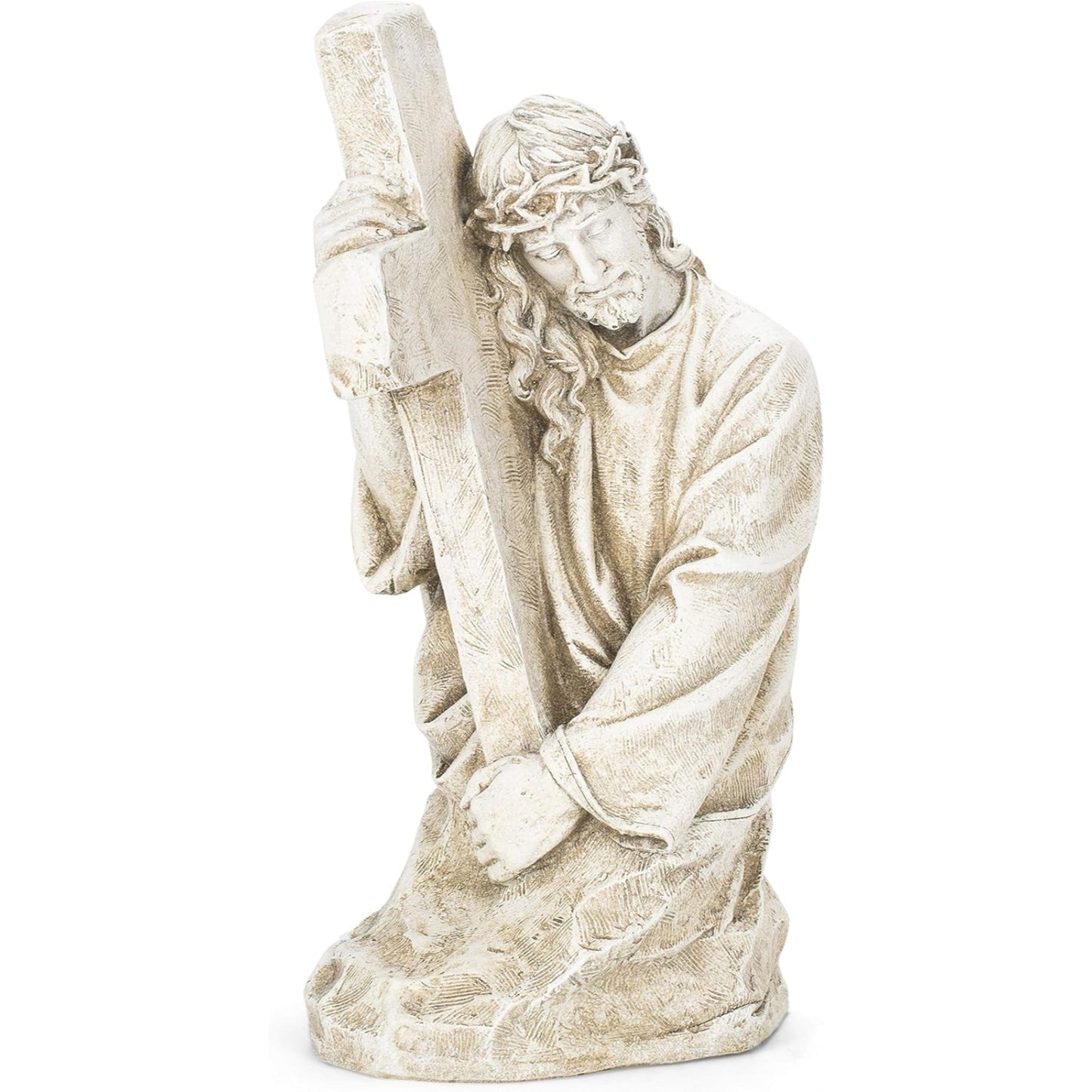 Joseph's Studio by Roman Inc., Jesus Holding Cross, Garden Collection, Religious Statue, Garden Décor (10x8x17)
