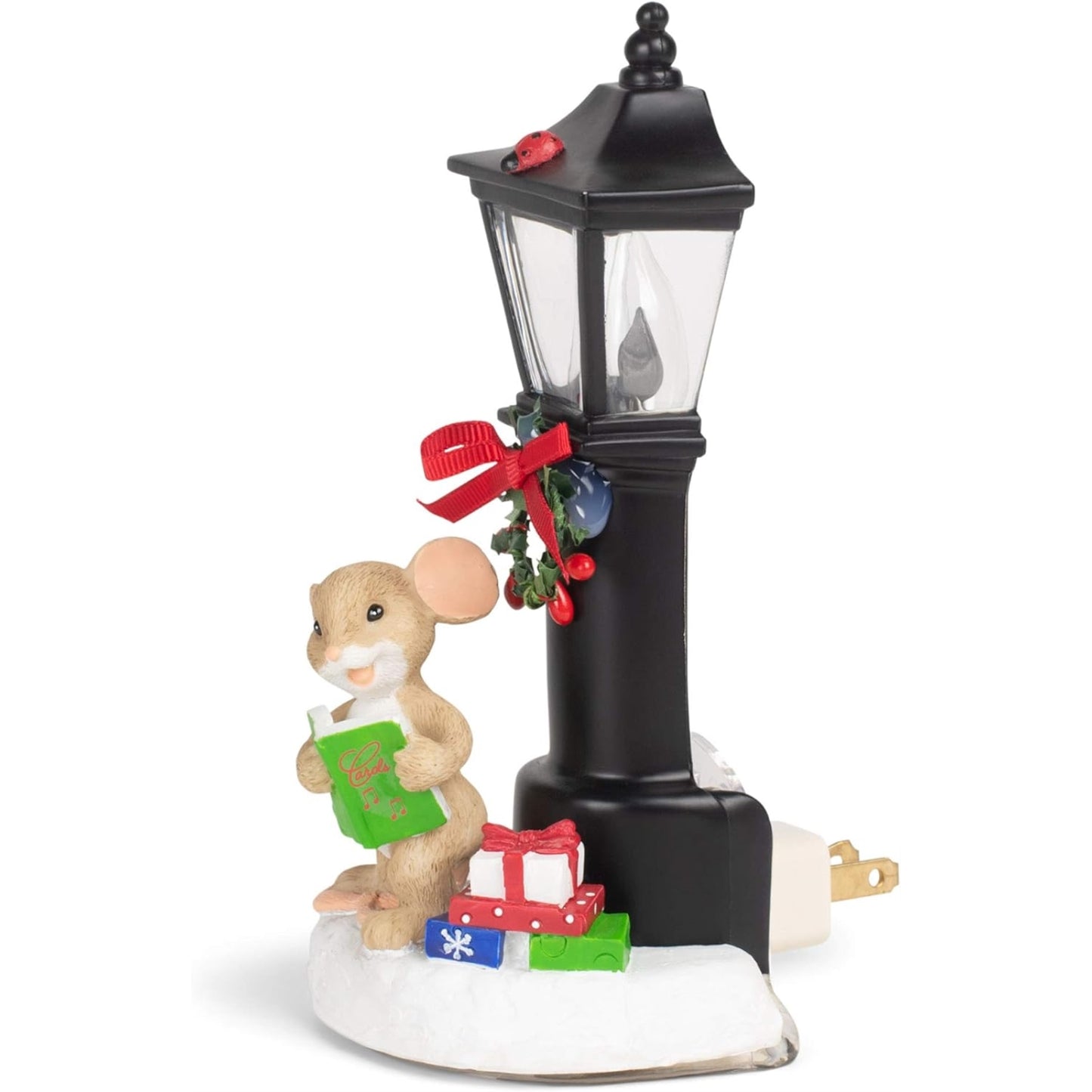 Roman Charming Tails Mice by Lamp Post Plug in Night Light 7 Inch Multicolor