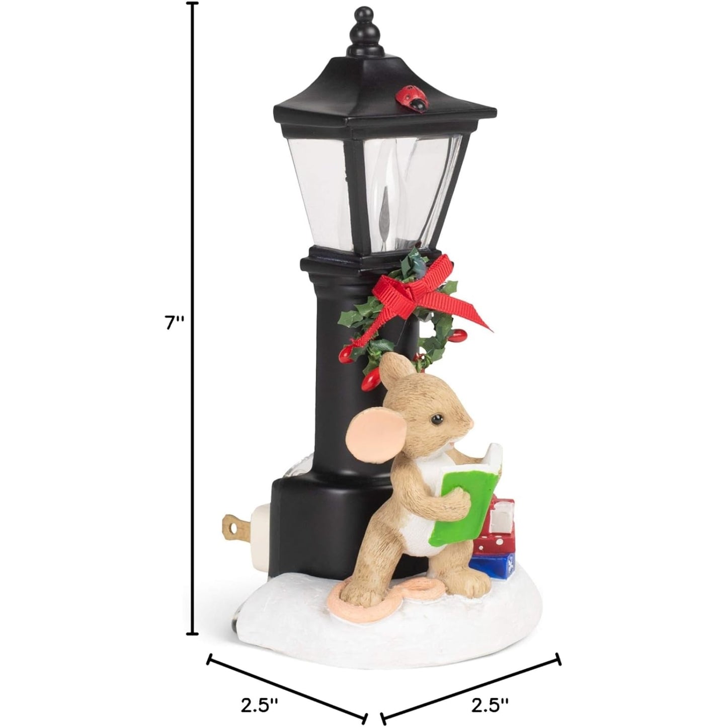 Roman Charming Tails Mice by Lamp Post Plug in Night Light 7 Inch Multicolor