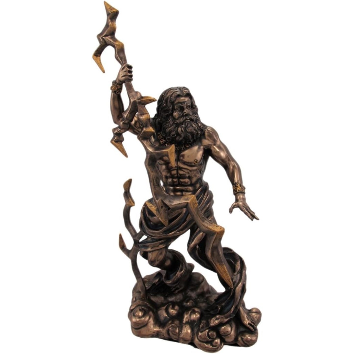 Zeus Grecian God Throwing Lightning Bolt Resin Statue Figurine 11 Inch