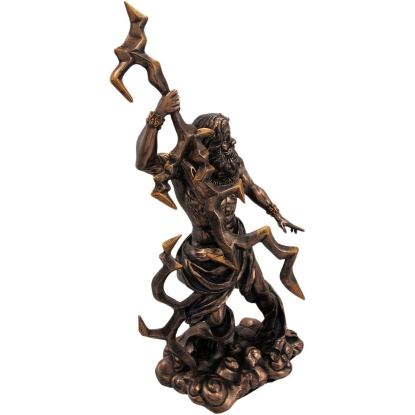 Zeus Grecian God Throwing Lightning Bolt Resin Statue Figurine 11 Inch