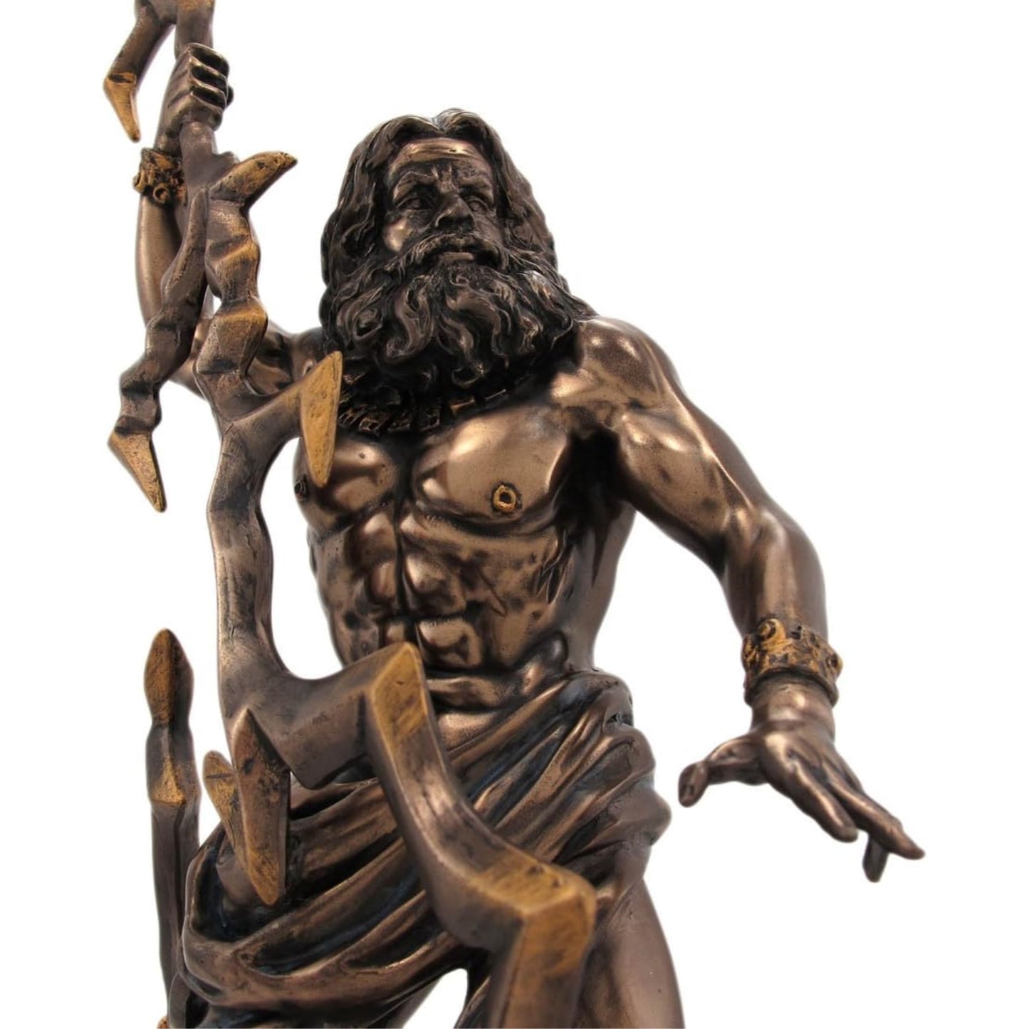Zeus Grecian God Throwing Lightning Bolt Resin Statue Figurine 11 Inch