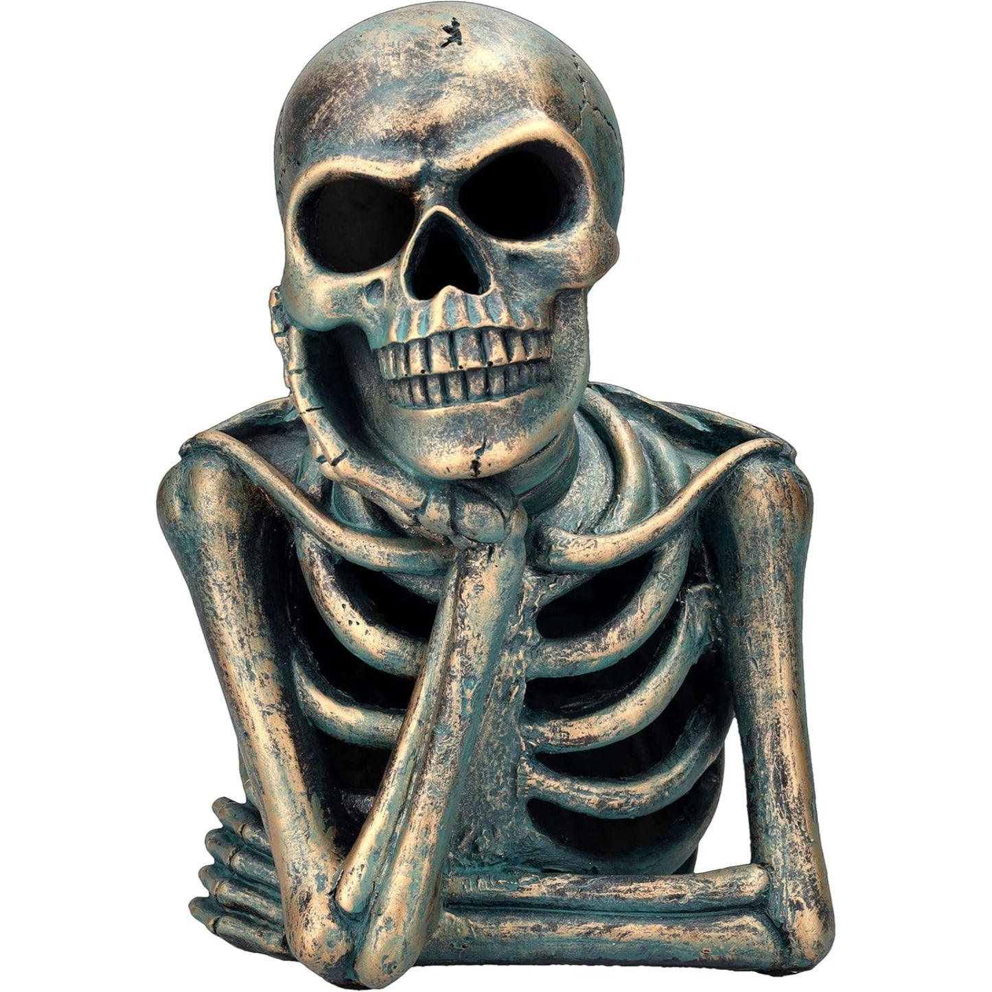 LED Skeleton Thinking Listening Pose Resin Collectible Figurine 9.84 inches Tall