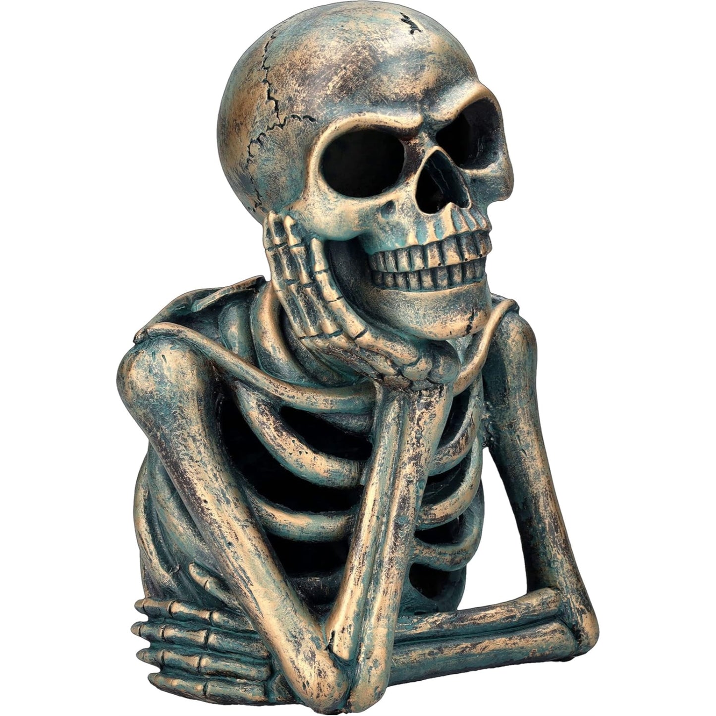 LED Skeleton Thinking Listening Pose Resin Collectible Figurine 9.84 inches Tall
