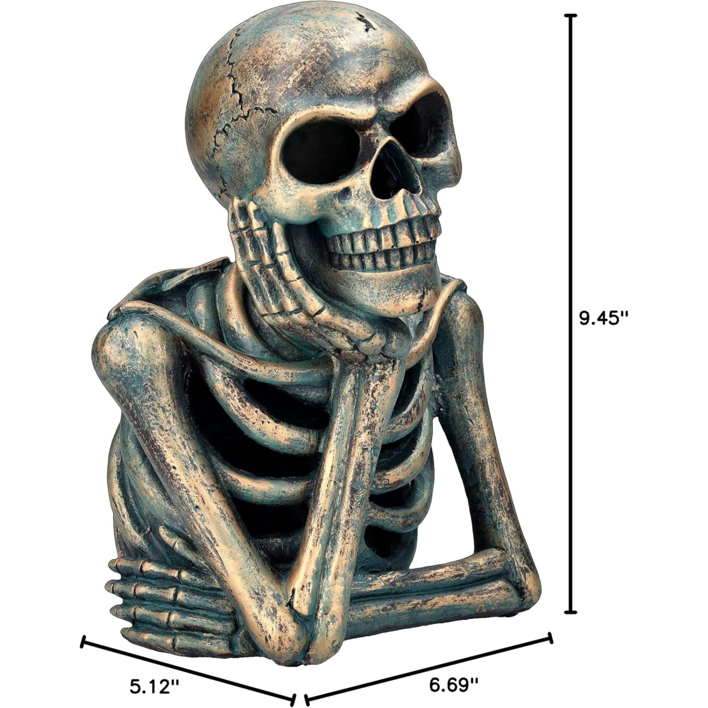LED Skeleton Thinking Listening Pose Resin Collectible Figurine 9.84 inches Tall
