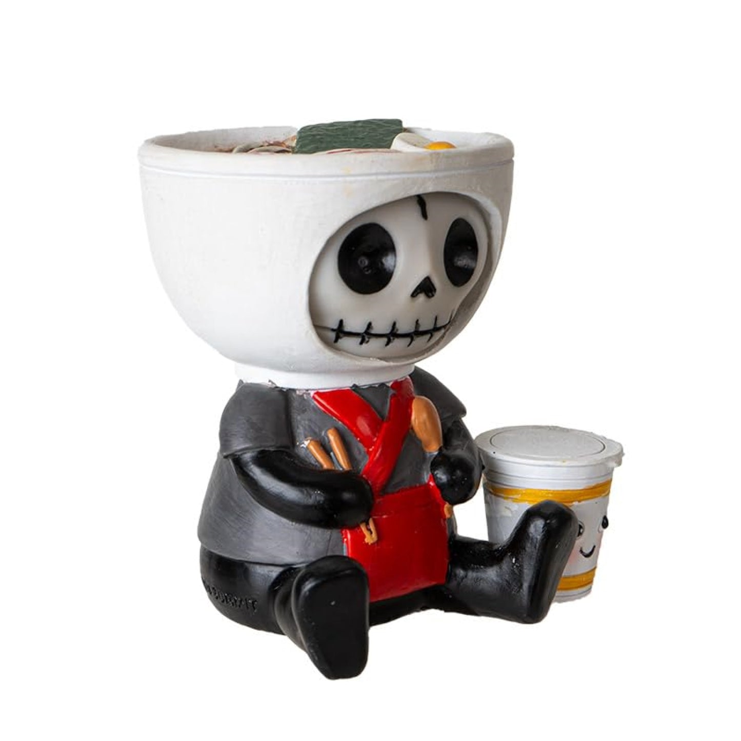 Furrybones Ramon Figurine Skeleton in Adorable Ramen Bowl Costume with Cute Noodle Cup Friend 2.7 inch